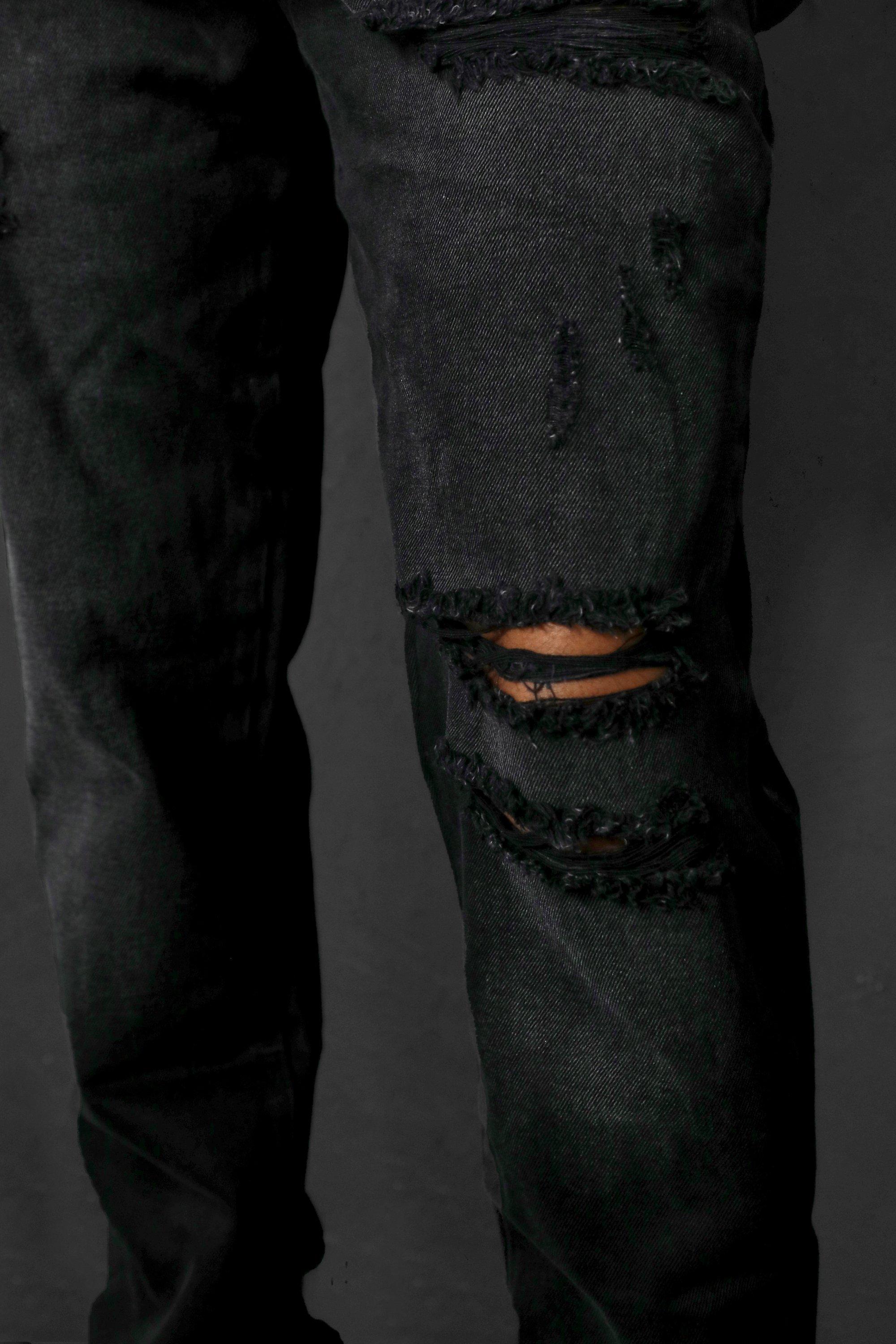 Mens tapered shop distressed jeans